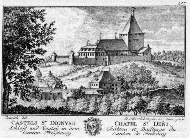 Le château de châtel-saint-denis en 1754 avant l'incendie du donjon