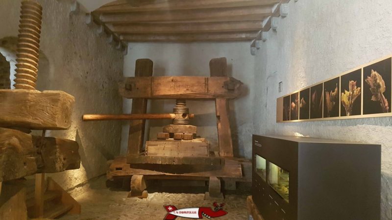 un pressoir dans les caves du château d'aigle