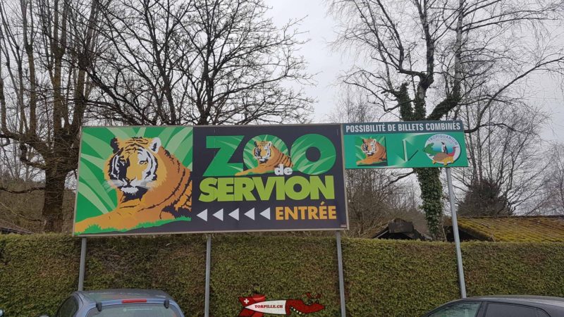 La pancarte bien connue du zoo de Servion.