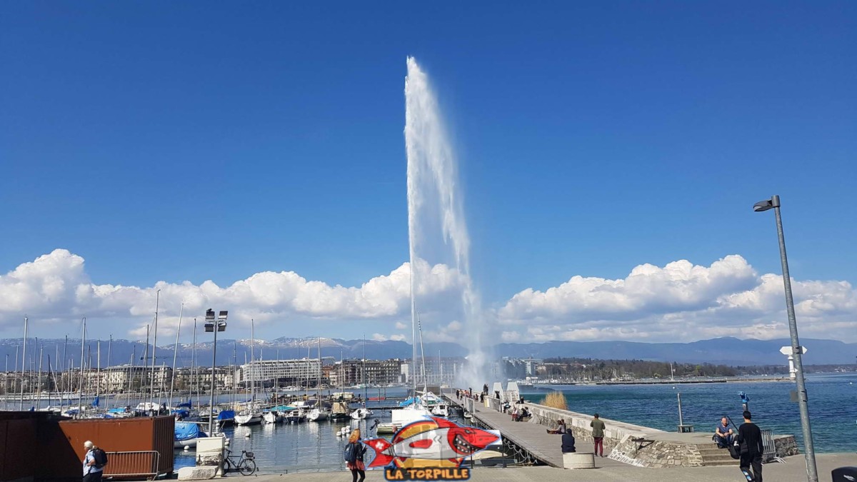 La jetée menant au jet d'eau de Genève