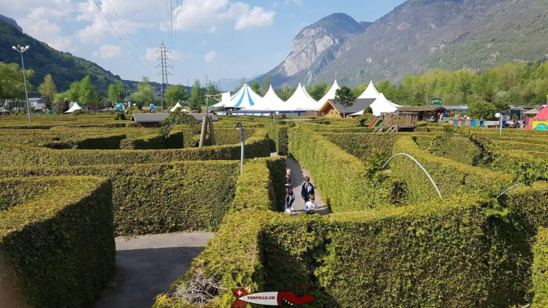 L'intérieur du labyrinthe et la vallée du Rhône.