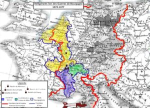 Carte des guerres de Bourgogne - Histoire de la Suisse Romande