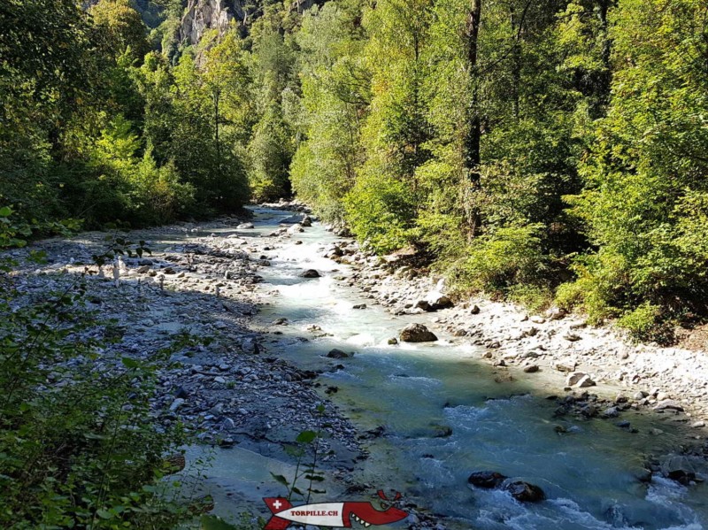 Le lit de la Borgne. Gorges de la Borgne - Val d'Hérens