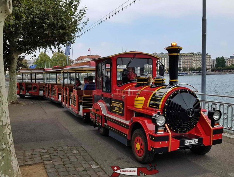 La locomotive électrique du petit train de Genève.