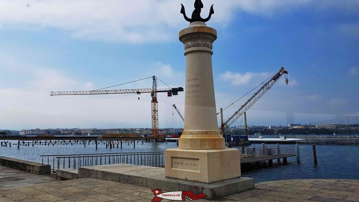Une colonne à Port Noir sur la rive gauche de la rade de Genève pour se rappeler du débarquement des Suisses en 1815 - histoire de la suisse romande