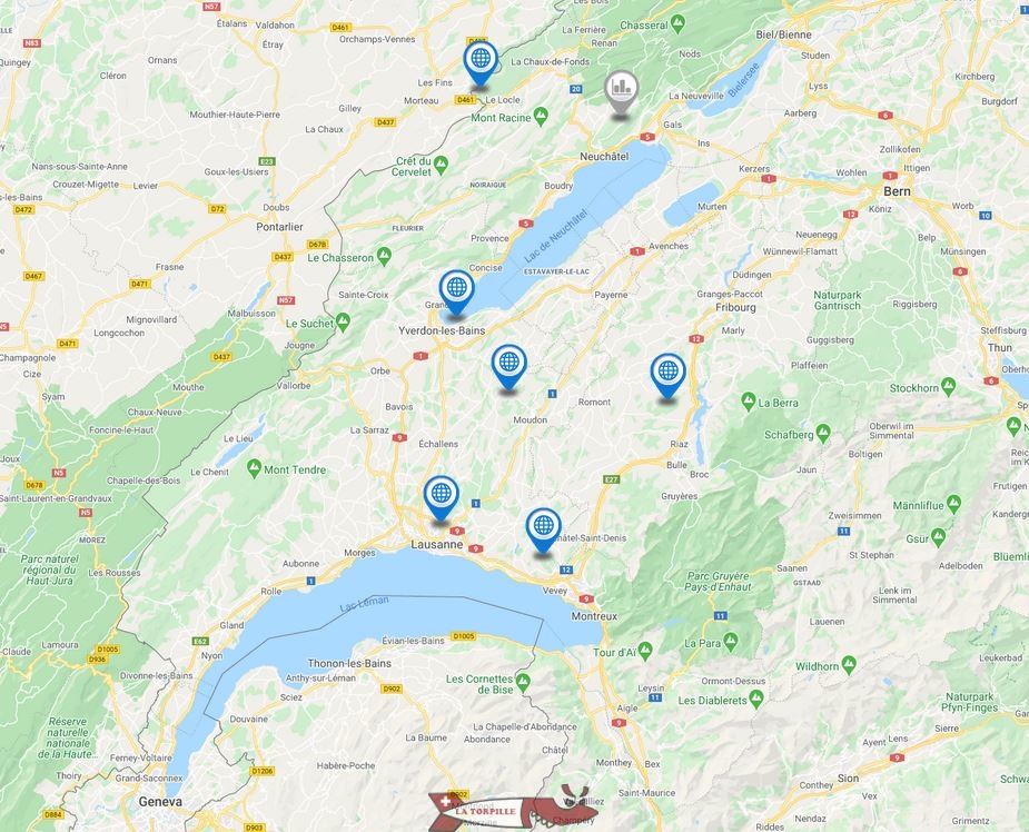 carte tours observation suisse romande