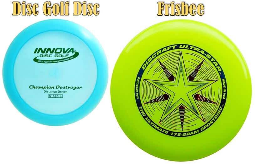 Comparaison entre un frisbee et un disque de disc golf.