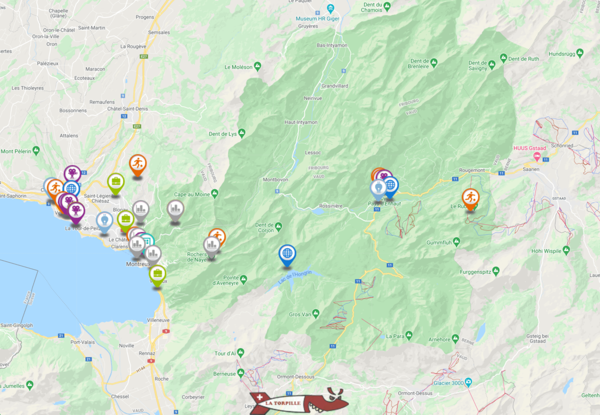 Carte interactive des activités dans la region de la Riviera-Pays-d'Enhaut