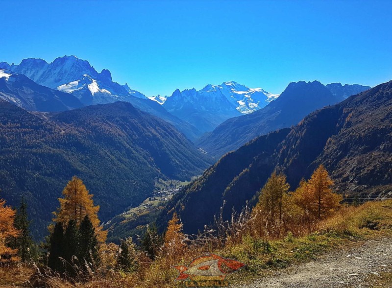 Le massif du Mont-Blanc au centre de la photo.