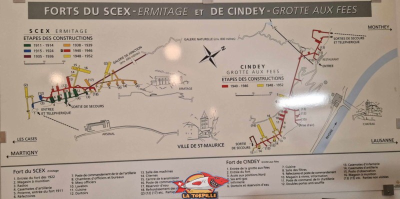 Le plan en 2D des forts de Cindey et du Scex.