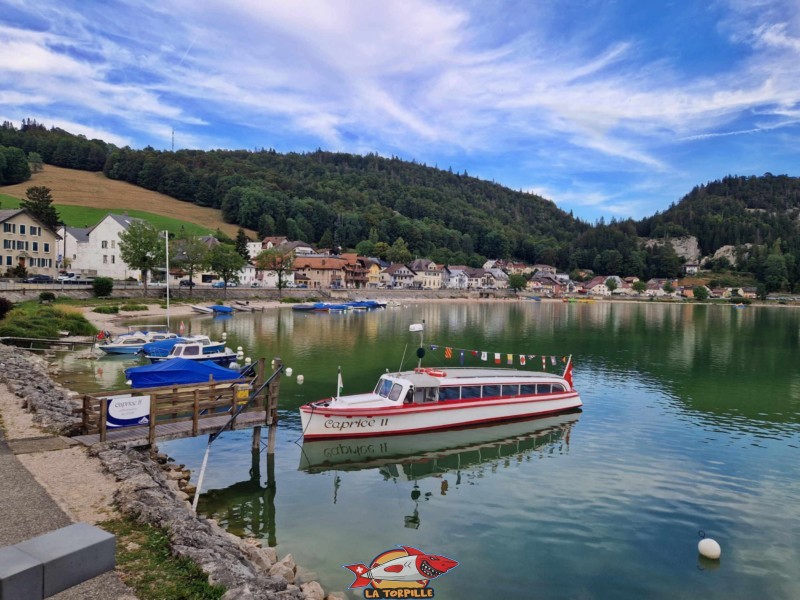 Le pont depuis le côté ouest du lac de Joux.