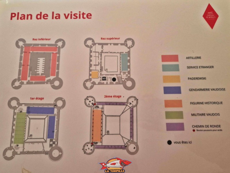 Le plan de la visite du château de Morges.