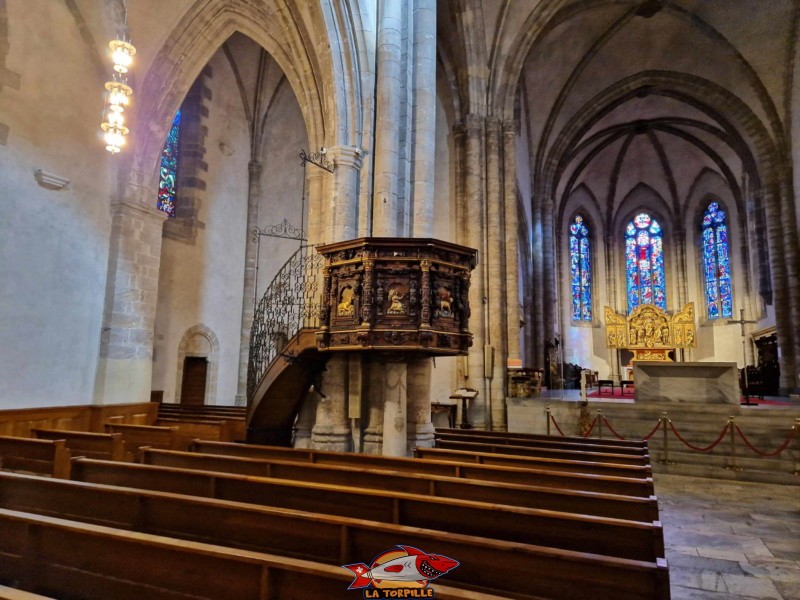 Chaire. La cathédrale Notre-Dame du Glarier, Sion, Valais, Suisse.