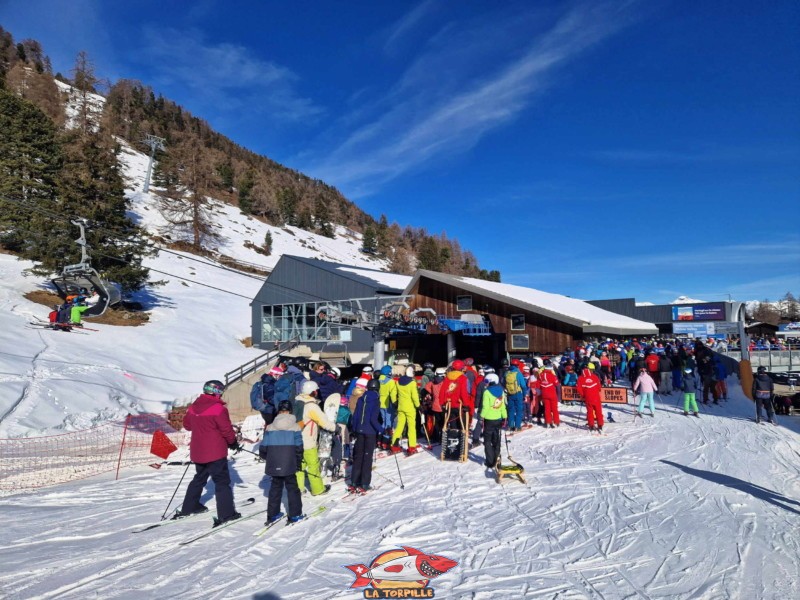 Station inférieure, Télésiège de Tortin, Luge d'hiver à Siviez, Nendaz, domaine des 4 vallées.