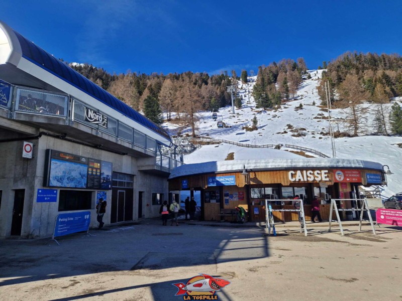 Caisse, Luge d'hiver à Siviez, Nendaz, domaine des 4 vallées.