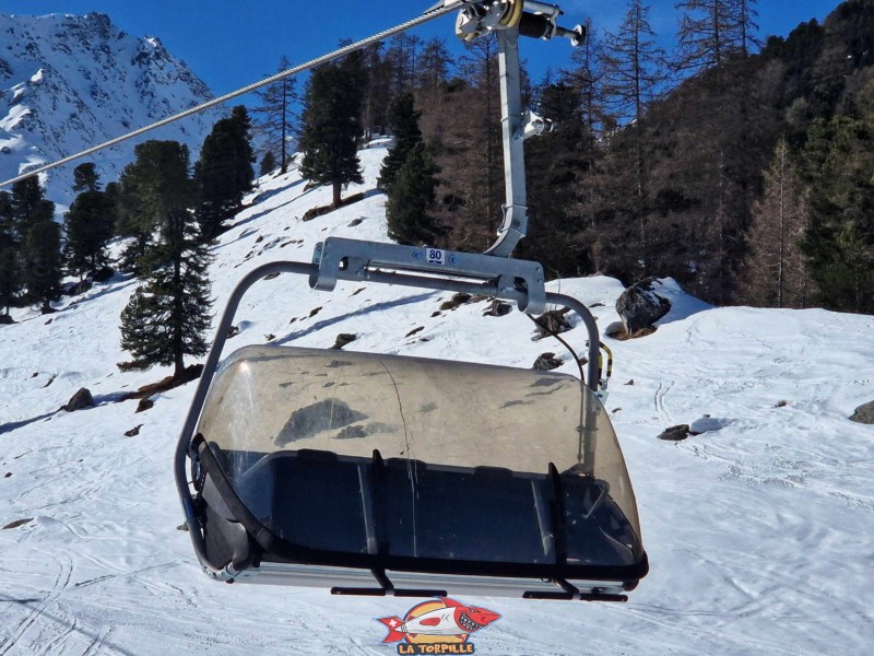 Montée, Télésiège de Tortin, Luge d'hiver à Siviez, Nendaz, domaine des 4 vallées.