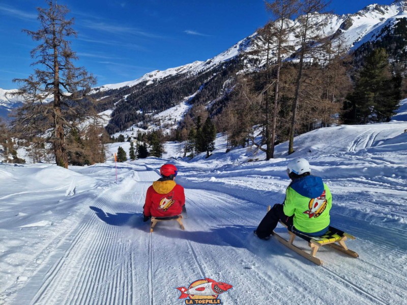 Zone supérieure, Piste de luge d'hiver de Tortin - Siviez, val de Nendaz.