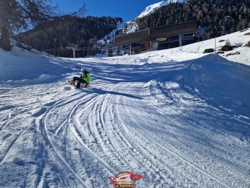 , Piste de luge d'hiver de Tortin - Siviez, val de Nendaz.