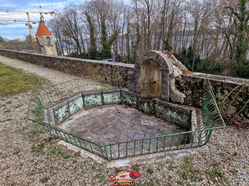 Pied du château, Sud, Jardin. Château de Grandson, Région Jura-Nord vaudois, Vaud, Suisse