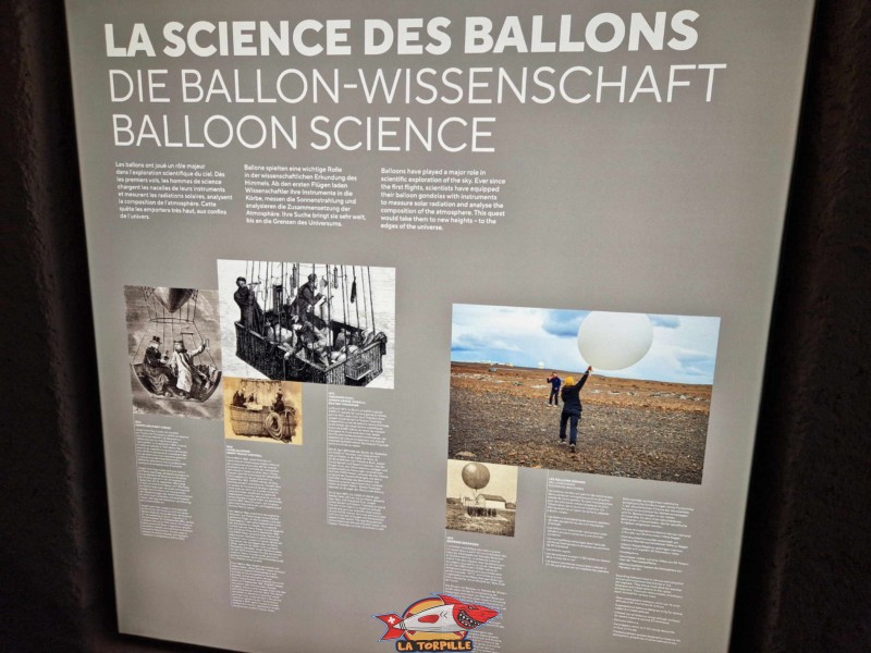 1er étage, Un panneau sur la science des ballons. Espace Ballon, Château d'Oex, Pays-d'Enhaut, Vaud. Suisse.