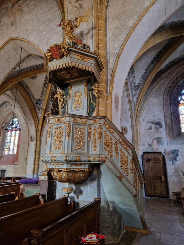 Chaire. Collégiale Saint-Laurent d'Estavayer-le-Lac, église catholique, broye, canton de Fribourg.