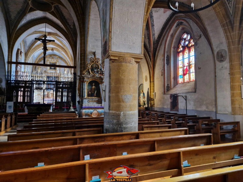 Nef → Choeur. Collégiale Saint-Laurent d'Estavayer-le-Lac, église catholique, broye, canton de Fribourg.
