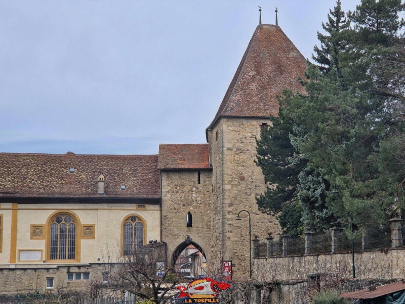 Les deux fenêtre de l'église du monastère. Monastère des Dominicaines, Estavayer-le-Lac, Broye, Canton de Fribourg.