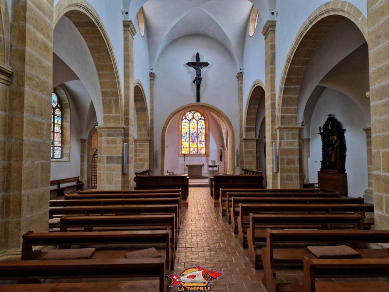 Nef → Chœur. Église. Monastère des Dominicaines, Estavayer-le-Lac, Broye, Canton de Fribourg.