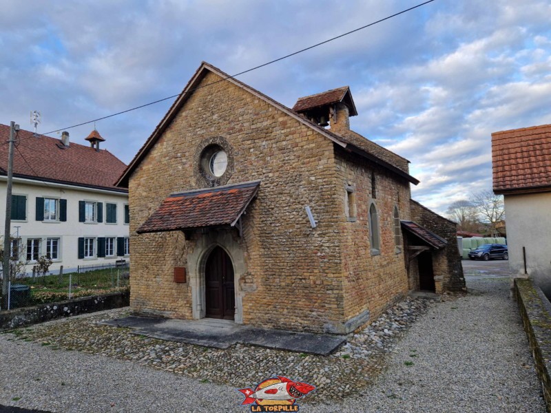 Coté sud-ouest, Église de Donatyre. Ville médiévale d'Avenches, vieille ville, région de la Broye, canton de Vaud.