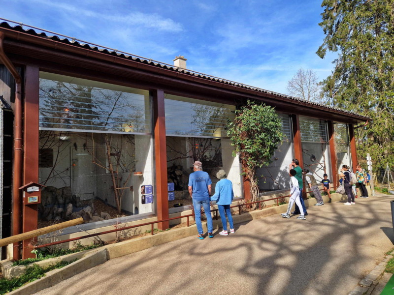 La volière du zoo devant laquelle se trouve le centre de soin.. Muzoo, Bois du Petit-Château, La Chaux-de-Fonds