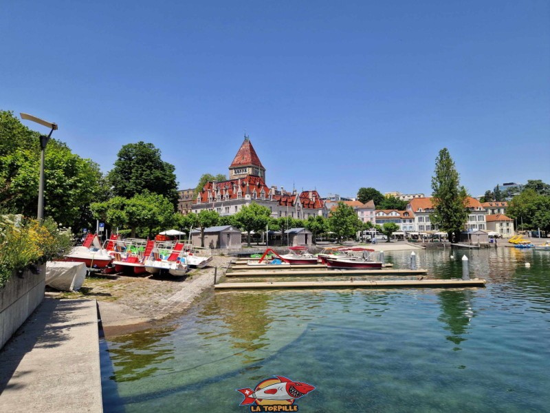 La vue depuis le sud-est. Vues de loin. Location Pieds dans l'O, location bateaux, lausanne, vieux port d'ouchy.