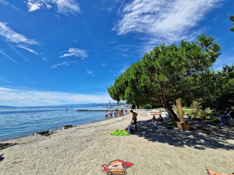 La zone médiane de la plage du théâtre de Vidy. Lausanne. Plage publique de Bellerive.