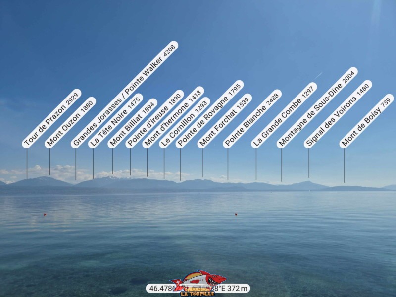 La vue depuis le bain des Dames de St-Prex en direction du sud.