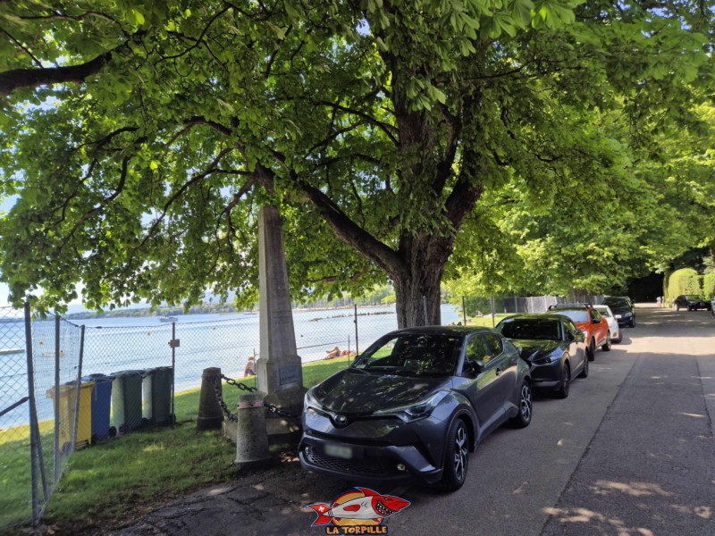 Entre la route et la plage de Promenthoux se dresse un obélisque de pierre sobre et élancé. Il commémore un épisode marquant de la mémoire vaudoise : le départ, le 16 août 1689, des Vaudois du Piémont vers leur terre natale après trois années d’exil. Plage de Promenthoux, Prangins, Léman.