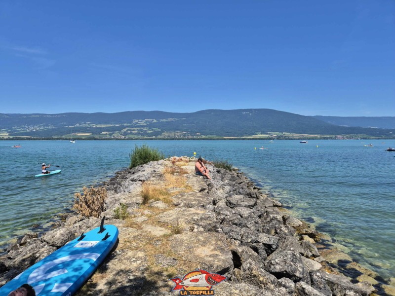 Digue Ouest. Plage du Camping VD8, Cheseaux-Noréaz, Canton de Vaud, Lac de Neuchâtel.