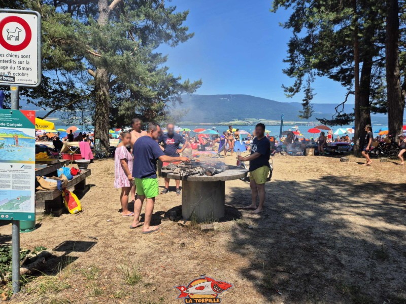 Grill. Plage du Camping VD8, Cheseaux-Noréaz, Canton de Vaud, Lac de Neuchâtel. Plusieurs grills se trouvent disséminés sur toute la plage. Plage du Camping VD8, Cheseaux-Noréaz, Canton de Vaud, Lac de Neuchâtel.