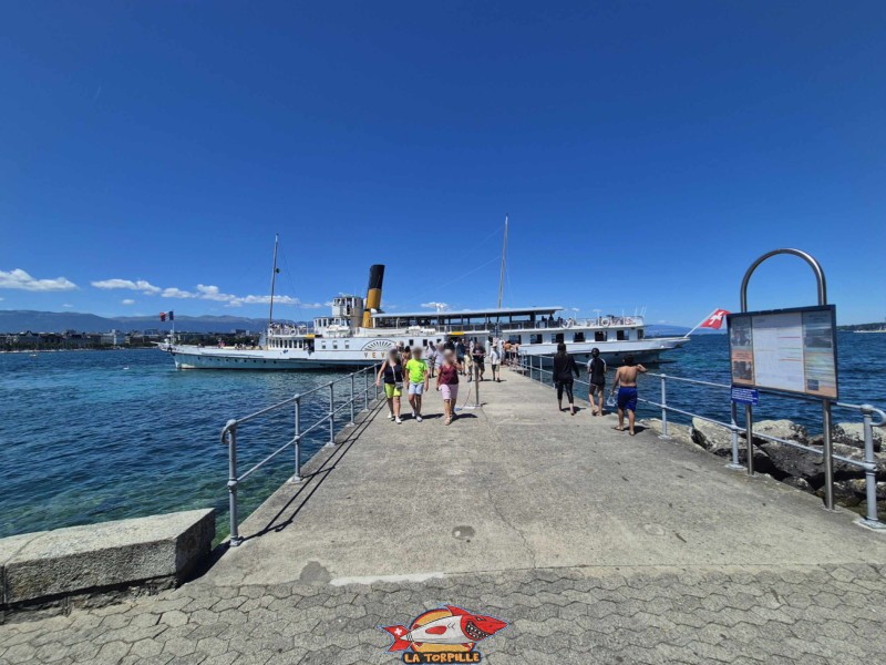 photos de la jetée depuis la quai Gustave-Ador jusqu'au débarcadère CGN des Eaux-Vives.