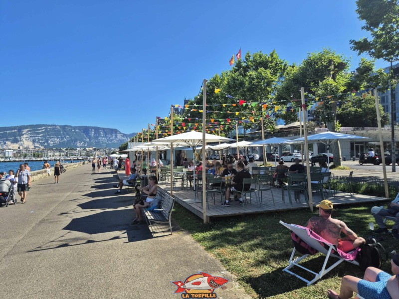 La buvette du quai Wilson. Espace de baignade du quai Wilson, Rive droite, rade de Genève.