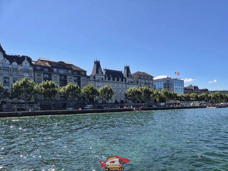 Quai Wilson. Espace de baignade du quai Wilson, Rive droite, rade de Genève.