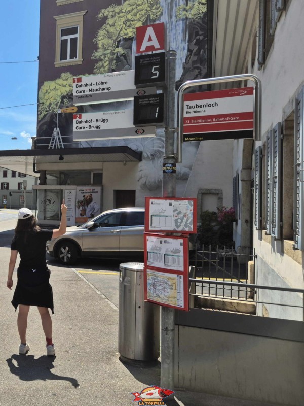 L'arrêt de bus "Taubenloch" à la rue de Boujean.