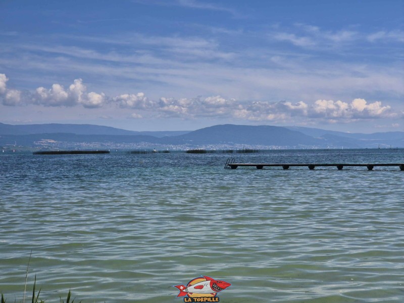 Ponton, plage de Font II, commune d'estavayer, canton de Fribourg, lac de Neuchâtel.
