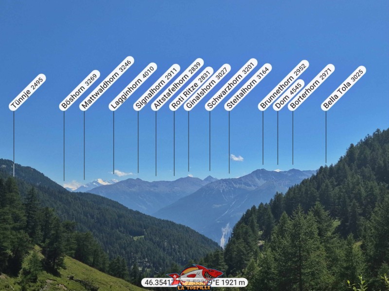 La vue direction Sud depuis le vallon de la Tièche.