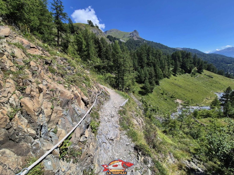 Vallon de la Tièche. Randonnée au bisse du Tsittoret, Crans-Montana, Valais central.