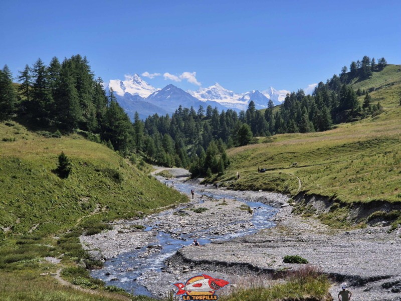 Le vallon de la Tièche en revenant de la cascade. Cascade de la Tièche, Crans-Montana. Le vallon de la Tièche en revenant de la cascade. Cascade de la Tièche, Crans-Montana.