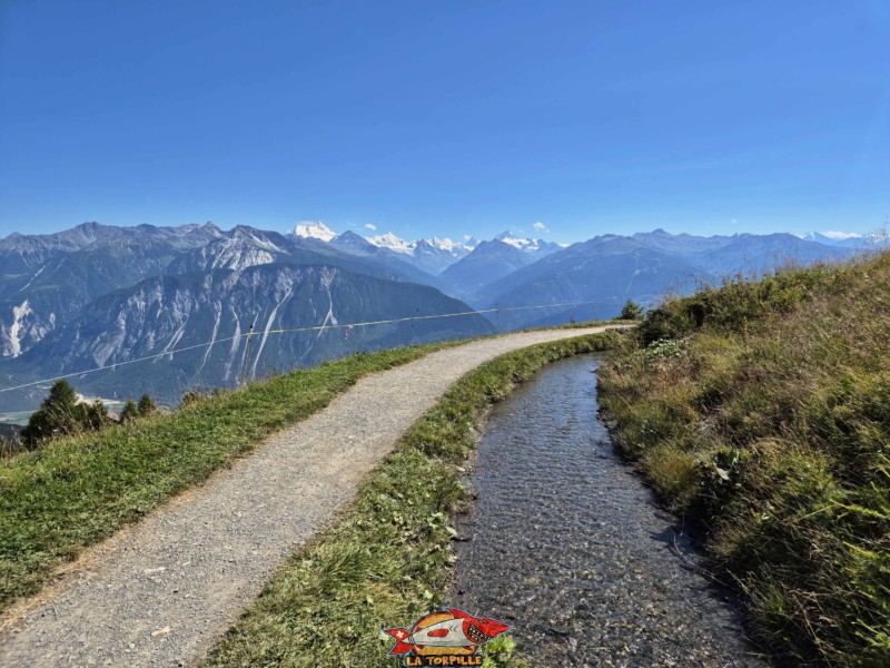 La magnifique vue sur les 4000 du Val d'Anniviers et le Cervin. La magnifique vue sur les 4000 du Val d'Anniviers et le Cervin.