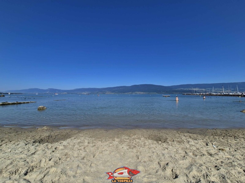 Les photos au niveau du milieu de la plage de Cheyres. Plage de Cheyres, Canton de Fribourg, lac de Neuchâtel.
