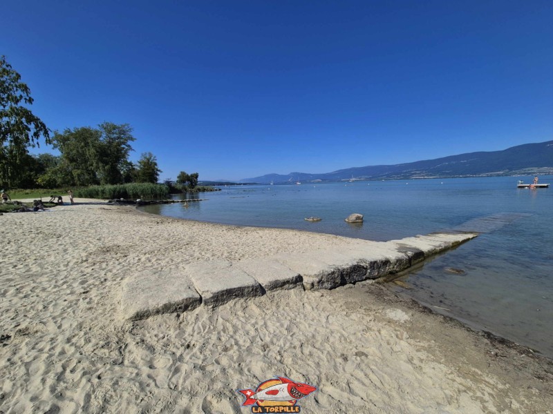 Les photos au niveau du milieu de la plage de Cheyres. Plage de Cheyres, Canton de Fribourg, lac de Neuchâtel.