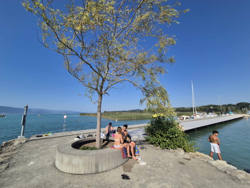 Extrémité digue. Plage de Gletterens, Broye fribourgeoise, lac de Neuchâtel.