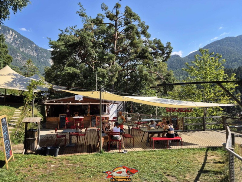 Buvette & Réception. Pont Suspendu de Niouc, val d'Anniviers.