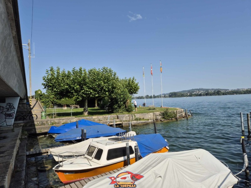 Le petit port d'Alfermée. Plage du Port Alfermée, Douanne-Daucher, Twann-Tüscherz.